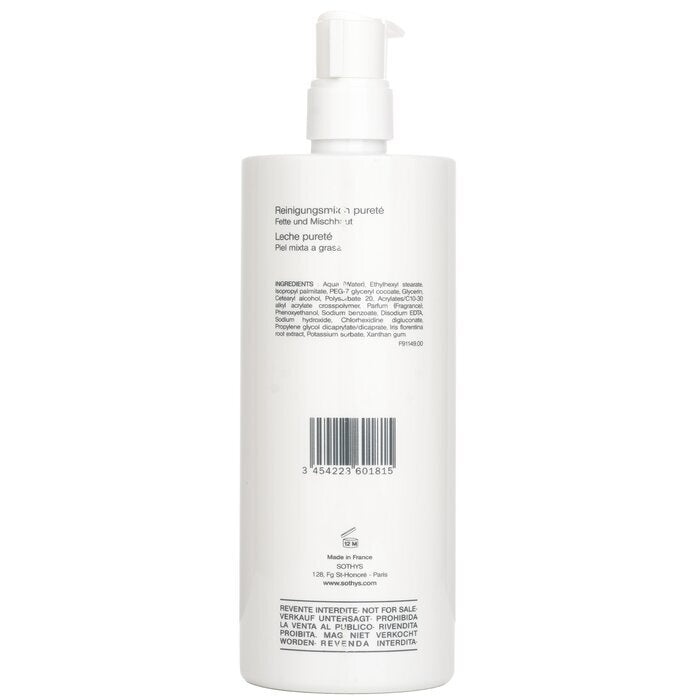 Sothys Purity Reinigingsmelk - Voor de gecombineerde tot vette huid, met irisextract (salonformaat) 500 ml