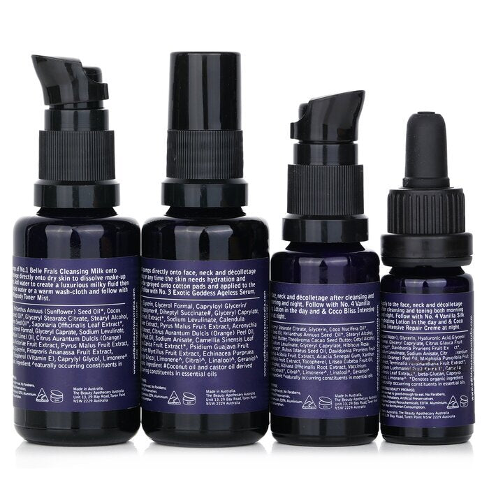 & Edible Beauty On The Fly Travel Mini Kit: Reinigingsmelk 15 ml + Toner Mist 30 ml + Ageless Serum 10 ml + Hydraterende Lotion 15 ml 4 stuks