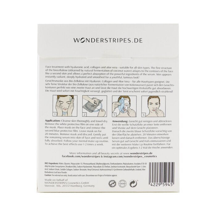 WONDERSTRIPES Hydraterende Booster Biocellulose Gezichtsmasker 5 stuks