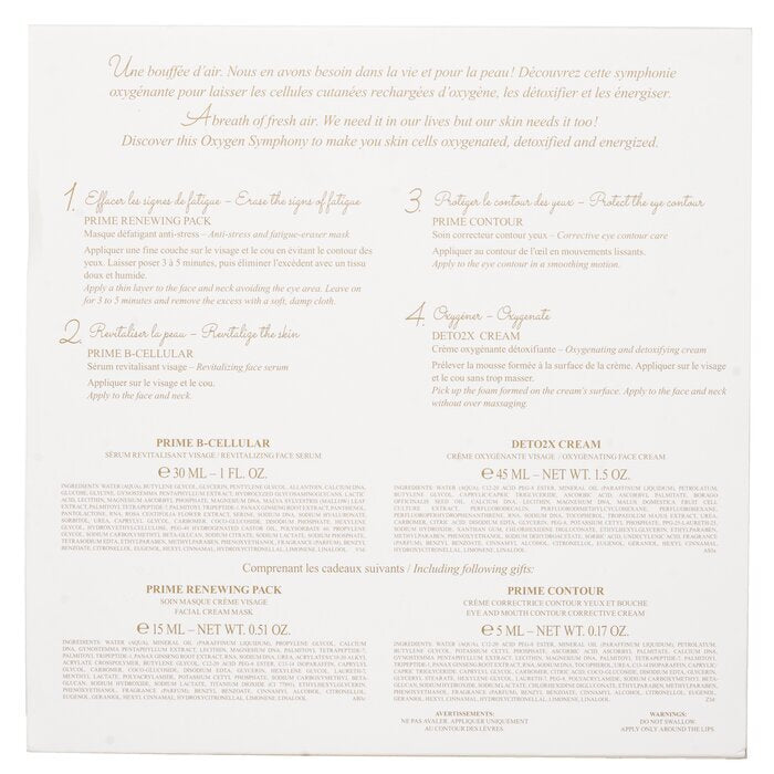 Valmont The Oxygen Symphony Set: Prime Renewing Pack 15ml + Prime B -Cellular 30ml + Prime Contour 5ml + Deto2x Cream 45ml 4 stuks