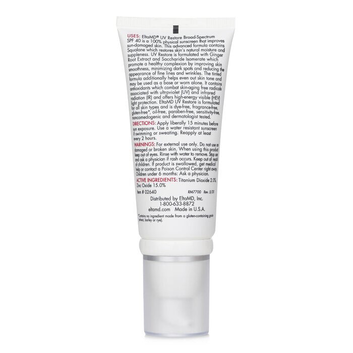 EltaMD UV Restore Fysieke Gezichtszonnebrandcrème SPF 40 - Getint 57 g/2 oz