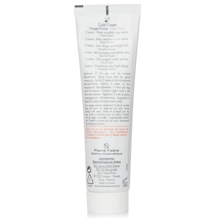 Avene Cold Cream - Voor zeer droge, gevoelige huid 100 ml/3,3 oz