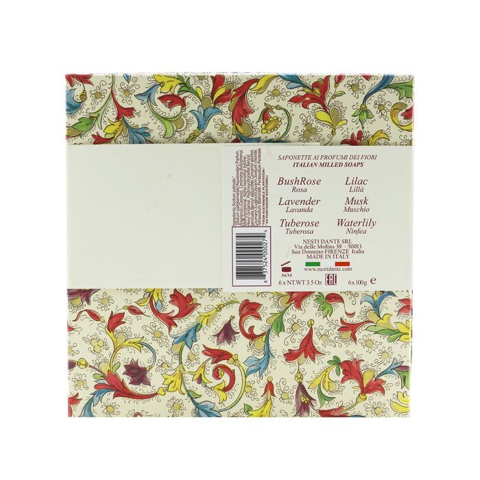 Nesti Dante Floral Notes Zeepset: (Sering + Struikroos + Tuberoos + Lavendel + Waterlelie + Musk) 6x 100g/3.5oz