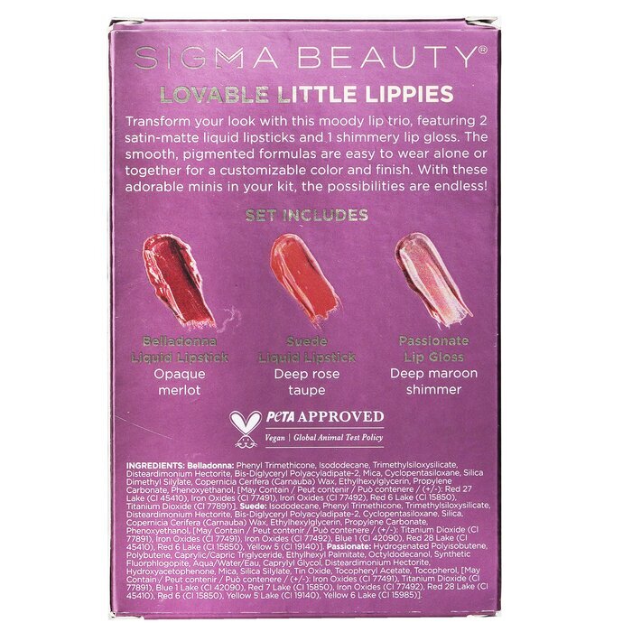 Sigma Beauty Adored Mini Lip Set (2x vloeibare lippenstift + 1x lipgloss) 3 stuks