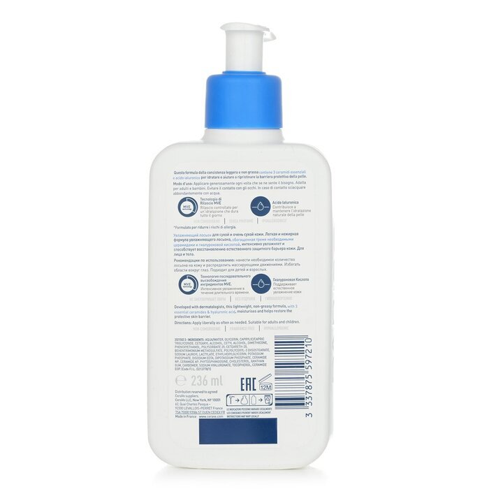 CeraVe Hydraterende Lotion voor Droge tot Zeer Droge Huid (VS/EU Willekeurige Verpakkingskeuze) 236 ml/8 oz