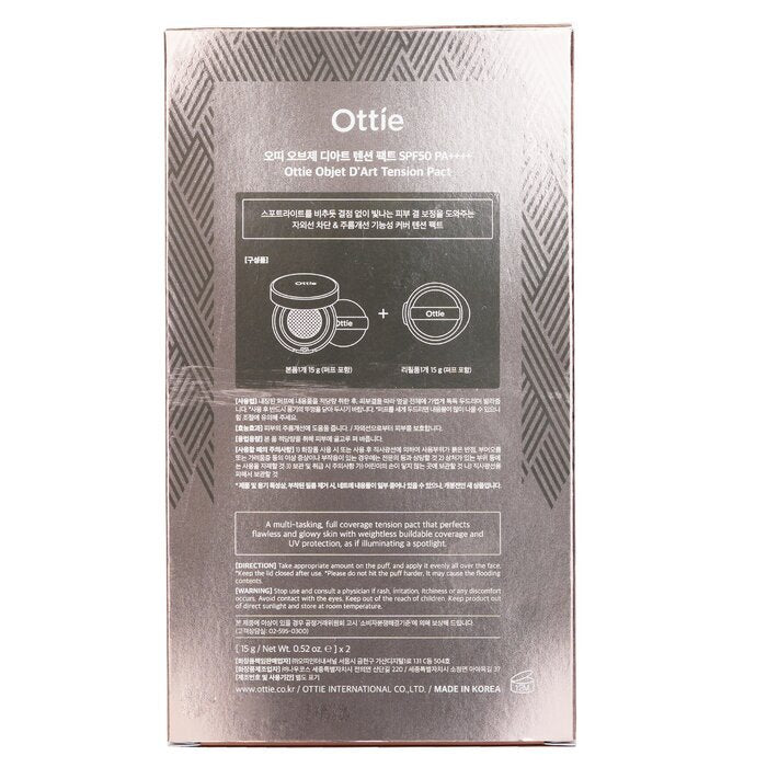 Ottie Objet D'art Tension Pact SPF50 PA++++ & Refill # 23 Natural 2x15g/0.52oz