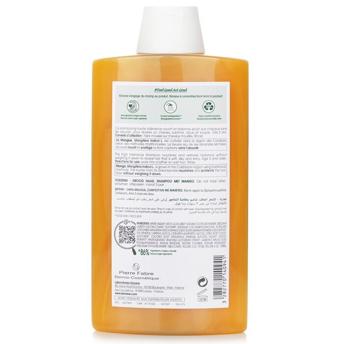 Klorane Shampoo met Mango (Voedend Droog Haar) 400ml/13.5oz