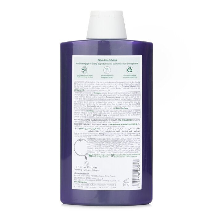 Klorane Shampoo met biologische duizendguldenkruid (anti-vergeling grijsblond haar) 400 ml/13,5 oz