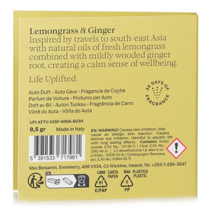 Max Benjamin Autogeur Navulling - Citroengras & Gember 1 st.