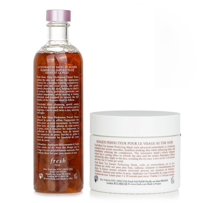 Fresh Black Tea Instant Perfecting Mask + Rose Deep Hydration Facial Toner 2 stuks