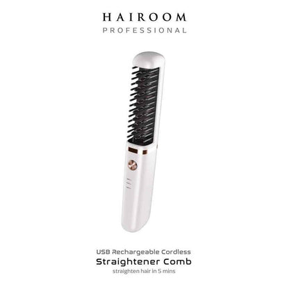 HAIROOM Cordless Rechargeable Ceramic Hair Straightener Brush Fixed Size