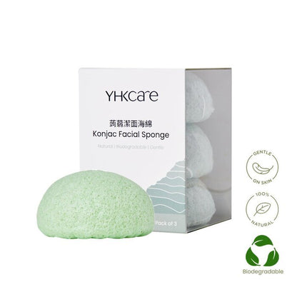 YHKCARE Konjac Sponge (French green clay) Trio pack 3pcs