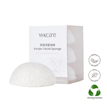 YHKCARE Konjac Sponge (Pure) Trio pack 3pcs