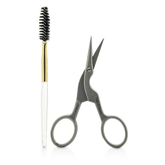 Tweezerman Stainless Steel Brow Shaping Scissors & Brush (Studio Collection) 2pcs