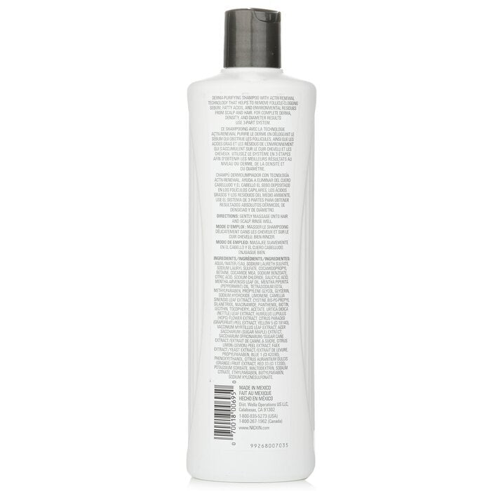 Nioxin Derma Purifying System 1 Cleanser Shampoo (Natural Hair, Light Thinning) 500ml/16.9oz