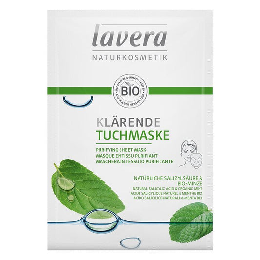 Lavera Sheet Mask - Zuiverend (Met natuurlijk salicylzuur en biologische munt) 1 vel