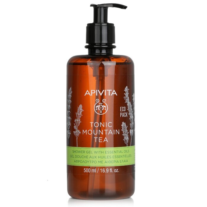 Apivita Tonic Mountain Tea Shower Gel With Essential Oils - Ecopack 500ml/16.9oz