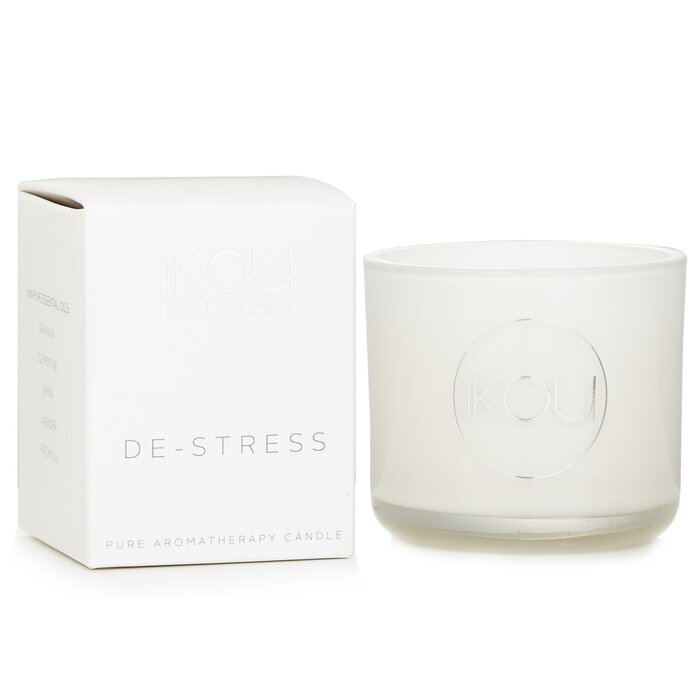 iKOU Essentials Aromatherapie Natuurlijke Wax Kaars Glas - De-Stress (Lavendel &amp; Geranium) 100177 85g