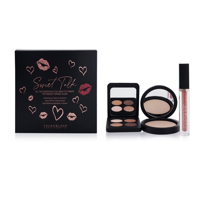 Youngblood Sweet Talk The Perfect Spring Glow Palette (1x Hydrating Lip Creme, 1x Highlighter, 1x Eyeshadow Quad) 3pcs