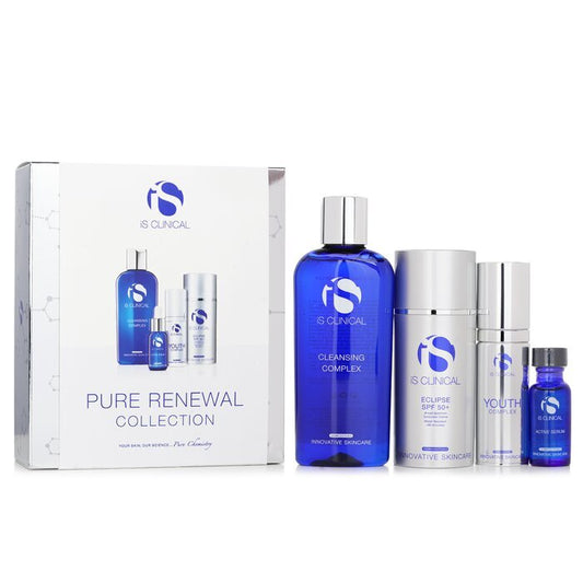 IS Clinical Pure Renewal Collectie: Reinigend complex 180 ml + Actief serum 15 ml + Jeugdcomplex 30 g + Eclipse SPF 50 Zonnebrandcrème 100 g 4 stuks