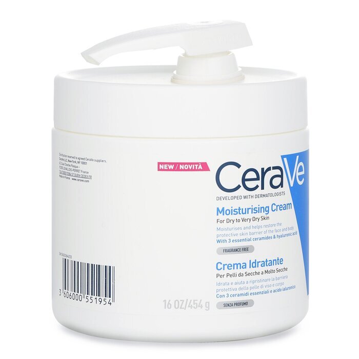 CeraVe Moisturising Cream For Dry to Very Dry Skin (With Pump) 454g/16oz