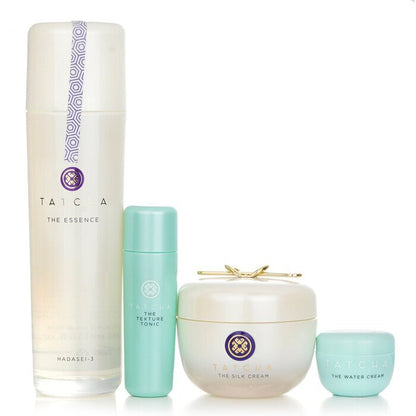 Tatcha Essence Bundle: The Essence Plumping Skin Softener 150ml + The Silk Cream 50ml + Water Cream 5ml + Texture Tonic 25ml 4pcs