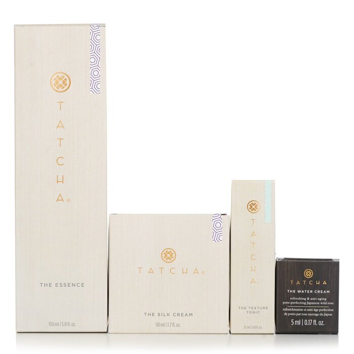 Tatcha Essence Bundle: The Essence Plumping Skin Softener 150ml + The Silk Cream 50ml + Water Cream 5ml + Texture Tonic 25ml 4pcs