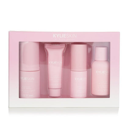 Kylie Skin 4-delige miniset: schuimende gezichtsreiniger 30 ml + gezichtsbevochtiger 15 ml + vitamine C-serum 10 ml + vanillemelk-toner 30 ml 4 stuks