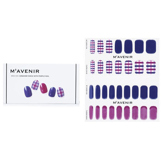 Mavenir Nagelsticker (Gepatroon) - # Gingham Check met paarse nagel 32 stuks