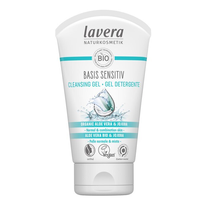 Lavera Basis Sensitiv Reinigingsgel - Biologische Aloë Vera &amp; Jojoba (Voor Normale &amp; Gecombineerde Huid) 125ml/4oz