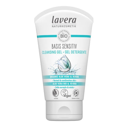 Lavera Basis Sensitiv Reinigingsgel - Biologische Aloë Vera &amp; Jojoba (Voor Normale &amp; Gecombineerde Huid) 125ml/4oz