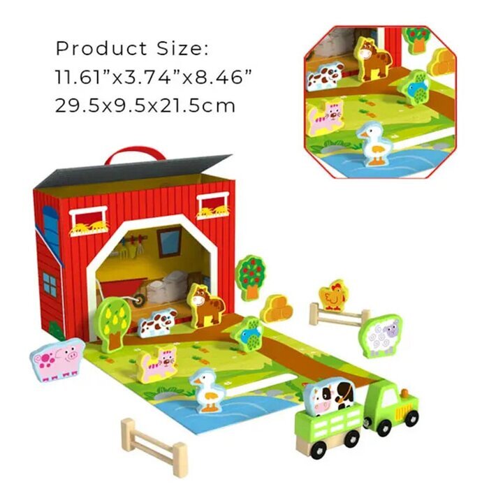 Tooky Toy Co Farm Play Box 30x10x22cm