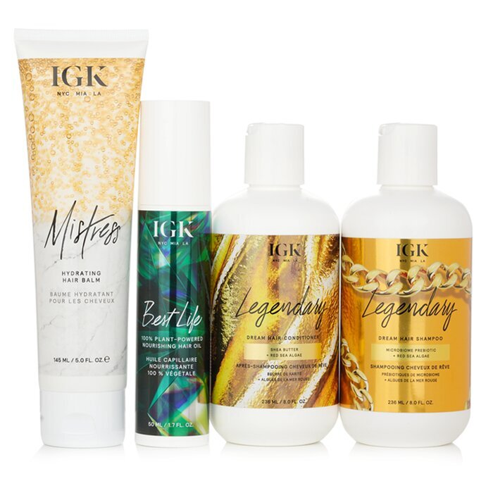 IGK Live Your Best Life - Shampoo, Conditioner, Hair Balm, Hair Oil Set