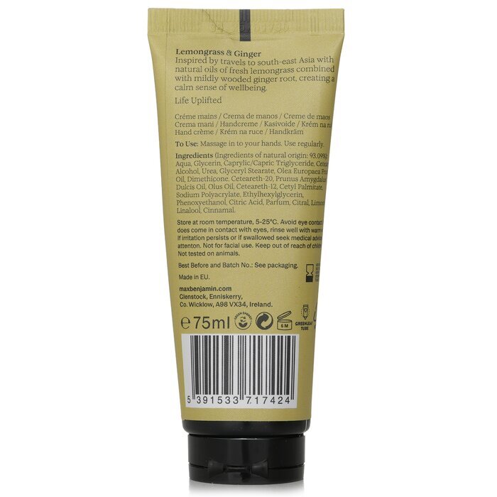 Max Benjamin Natural Hand Cream - Lemongrass & Ginger 75ml