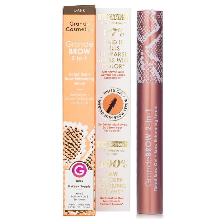 Grande Cosmetics (GrandeLash) GrandeBROW 2 in 1 Getinte Wenkbrauwgel + Wenkbrauwversterkend Serum - Donker 3,5 ml