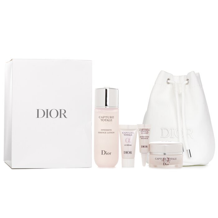 Christian Dior Capture Total Cell Bucket Pouch Mini Set: Intensive Essence Lotion 50ml+Le Serum 5ml+Eye Serum 3ml+Firming Wrinkle Creme 15ml 4pcs + 1bag