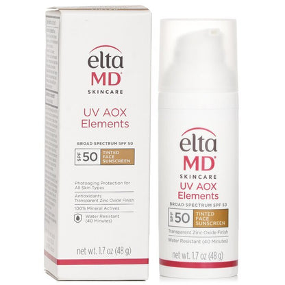 EltaMD UV AOX Elements Getinte Minerale Gezichtszonnebrandcrème SPF 50 48g/1.7oz