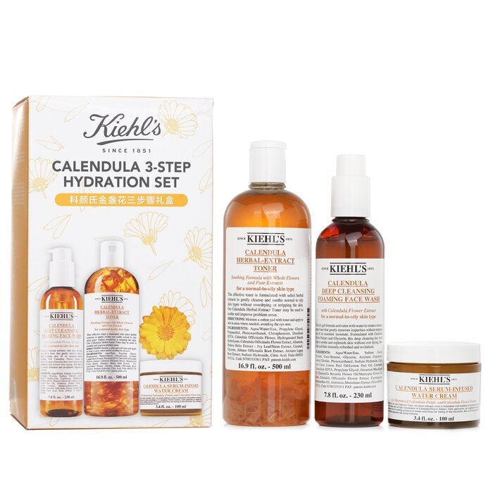 Kiehl's Calendula 3-stappen hydratatieset: gezichtsreiniger 230 ml + toner 500 ml + watercrème 100 ml 3 stuks