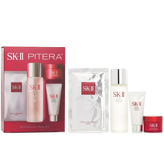 SK II Bestseller Proefpakket: Gezichtsbehandeling Ess. 75 ml + Gezichtsbehandeling Reiniger 20 g + SKINPOWER Geavanceerde Crème 15 g + FT Masker 1 stuk 4 stuks