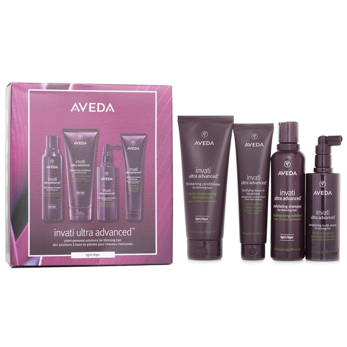 Aveda Invati Ultra Advanced 4 Step Light System Set: Light Shampoo 200ml+Light Conditioner 200ml+Serum 150ml+Treatment 100ml 4pcs