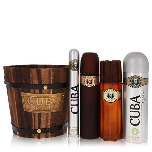 Fragluxe Cuba Gold Gift Set - Eau De Toilette Spray + 1,17 oz Eau De Toilette Spray + 6,7 oz Body Spray + 3,3 oz Aftershave
