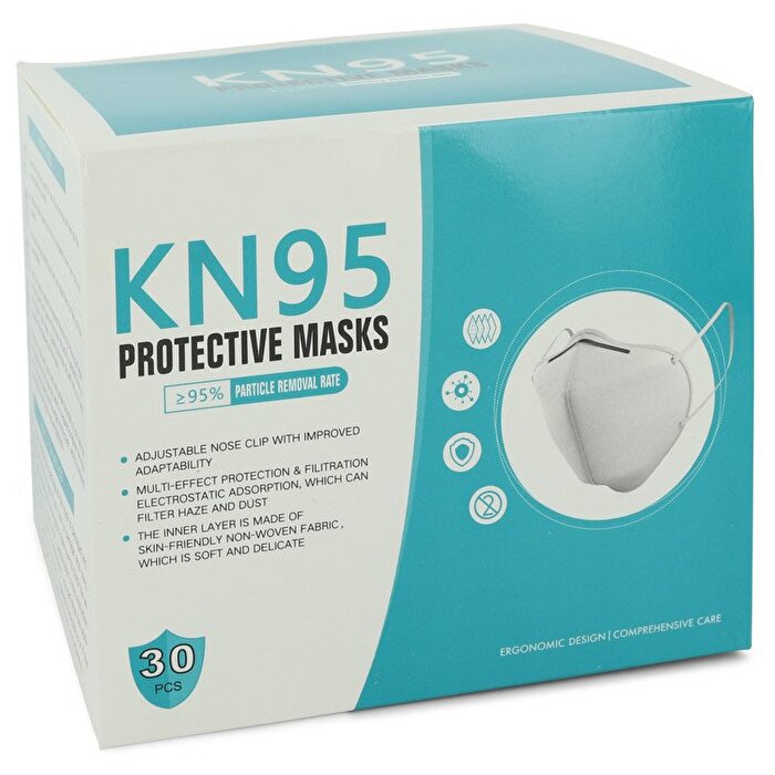 Kn95 Kn95 Masker Dertig (30) KN95 Maskers, Verstelbare Neusklem, Zacht Niet-Geweven Materiaal, FDA en CE Goedgekeurd (Unisex) 1 maat 1maat/1maat