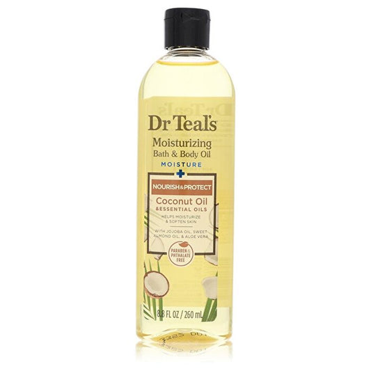 Dr Teal's Dr Teal's Moisturizing Bath &amp; Body Oil Voedende kokosolie met essentiële oliën, jojoba-olie, zoete amandelolie en cacaoboter 260 ml / 8,8 oz