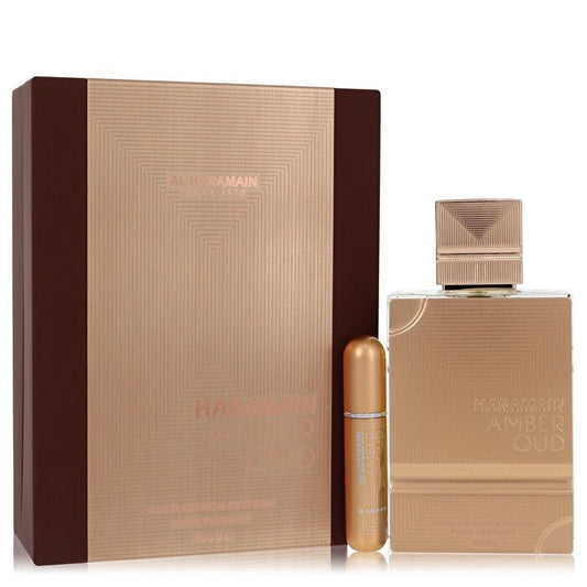 Al Haramain Al Haramain Amber Oud Gold Edition Extreme Gift Set 6.7 Pure Perfume Spray + 0.34 oz Navulbare Spray 200ml/6.7oz
