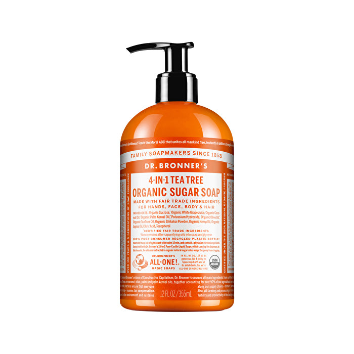 Dr. Bronner's Organic Sugar Soap 4-in-1 Tea Tree (Pump) 355ml